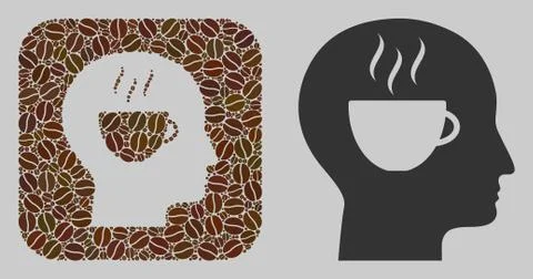 Hole Collage Coffee Thinking with Coffee Beans イラスト素材