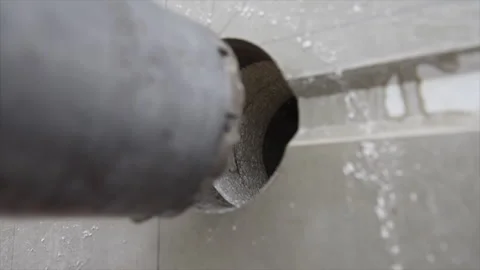Hole in concrete wall after core drilling Stock Footage 271621992