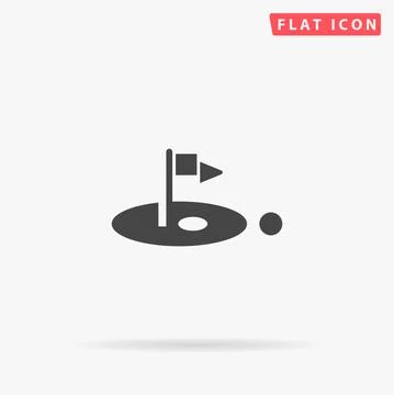 Hole Course Golf with Flag flat vector icon. Hand drawn style design illustra Stockillustratie