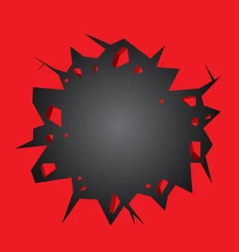 Hole cracked in the red wall Stock Illustration
