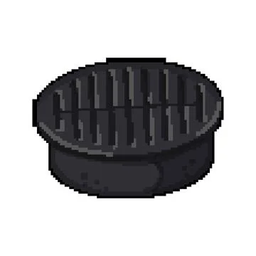 Hole drainage grate pixel art vector illustration Stock Illustration