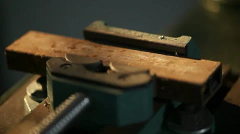 Hole Drilling in an old metal Workshop Video stock 34435532