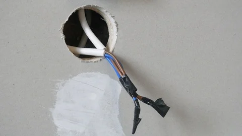 Hole for electrical outlet installation. Stock Footage 107262588
