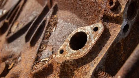 Hole in the engine for coolant, pump mounting Stock Photos