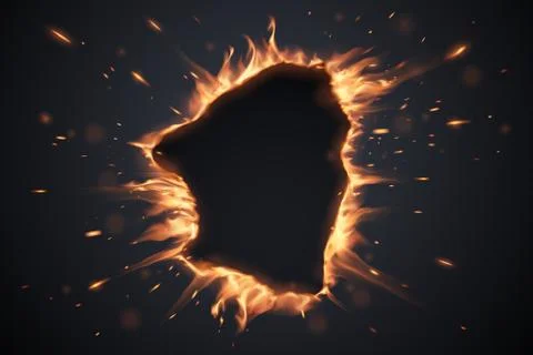 Hole with explossive fire and spark effect Stock Illustration