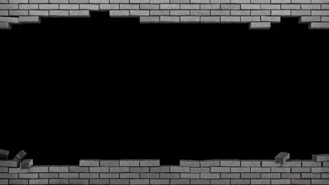 A hole in a gray brick wall for your design. An exploding brick wall. Stock Footage 329098833