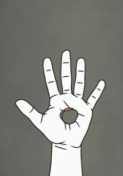 Hole in hand Stock Illustration
