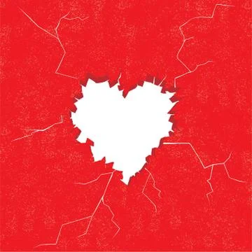 Hole in heart shape on the wall.  Stock Illustration