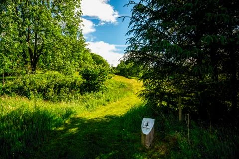 Hole number four tee off point at Loch Tay flying disc golf course Stock Photos