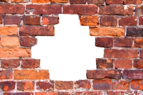 Hole in the old brick wall Stock Illustration