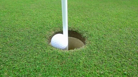 A "hole in one" in golf in slow motion Stock Footage 77676191