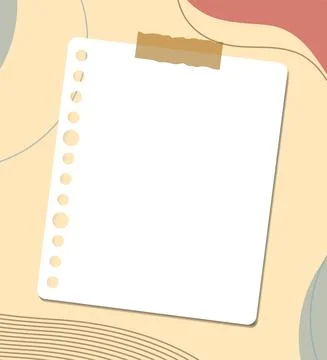 Hole Punch Paper Note Isolated on Boho Background Vector Design Stock Illustration