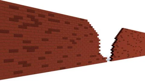 Hole in a red brick wall breaking Stock Illustration