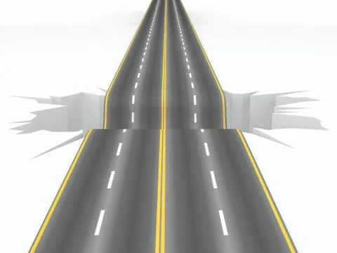 Hole on the road. concept image. 3d Stock Illustration