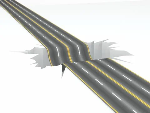 Hole on the road. concept image. 3d Stock Illustration