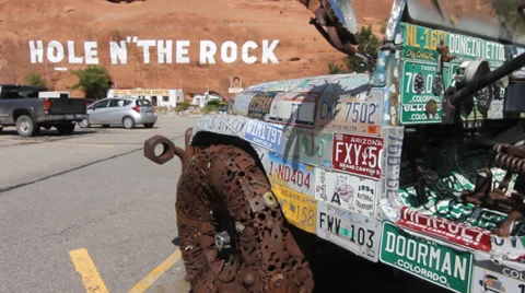 Hole In the Rock jeep Stock Footage 30368425