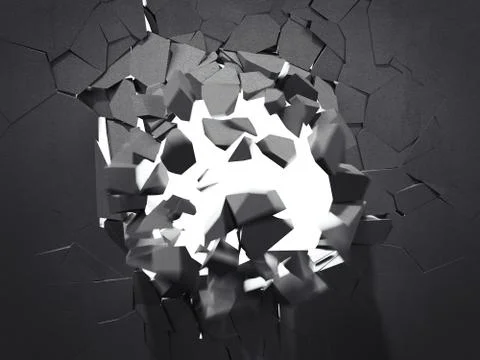 Hole in the wall. 3d rendering Stock Illustration