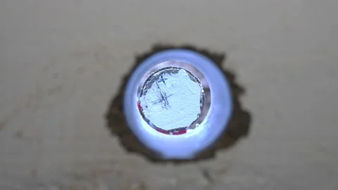 Hole in a wall after drilling with a core driller Stock Footage 149841967