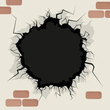 Hole wall and bricks Stock Illustration