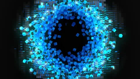 Hole in wall of cubes Stock Footage 156717998