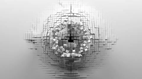 Hole in wall of cubes Stockbeeldmateriaal 156718144