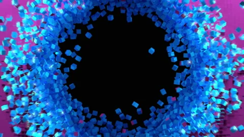 Hole in wall of cubes Stock Footage 156720319