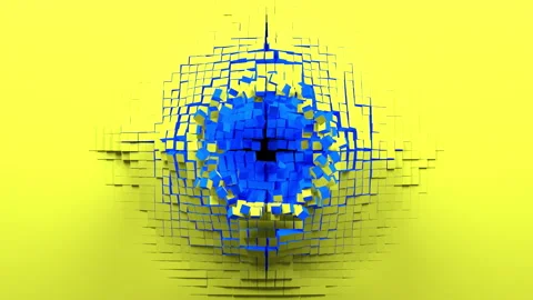 Hole in wall of cubes 스톡 동영상 156721401