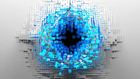 Hole in wall of cubes Stock Footage 156726190