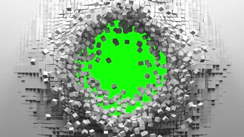 Hole in wall of cubes Stockbeeldmateriaal 186790635