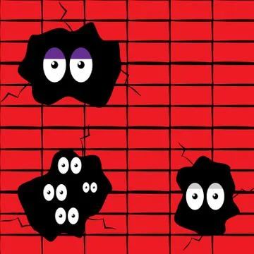 Hole in the wall with eyes Stock Illustration