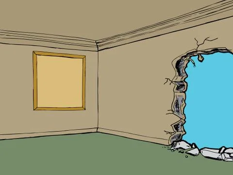 Hole in wall with frame Stock Illustration