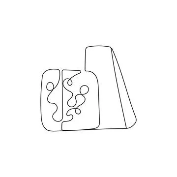 Holed cheese in one continuous line drawing. Stock Illustration