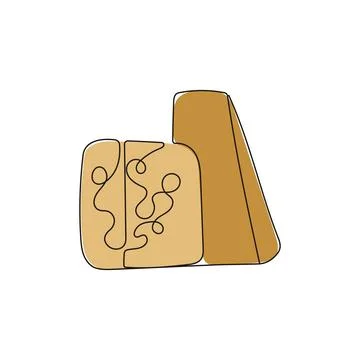 Holed cheese in one single line drawing. Stock Illustration
