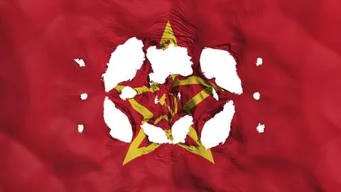 Holes in Soviet Union flag, white background, 3d rendering Stock Illustration