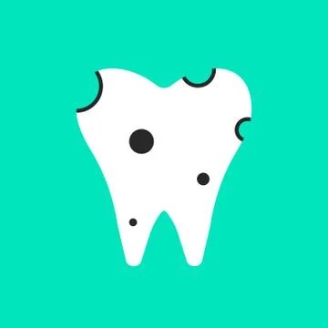 Holey white tooth icon Stock Illustration