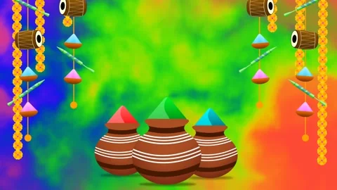 Holi animation on moving liquid blur colour background Video stock 232220920