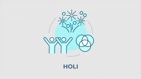 Holi blue concept icon animation Stock Footage 345255695