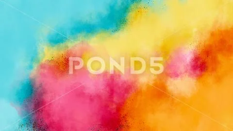 Holi Blue, Yellow, Orange, and Pink background PSD Template
