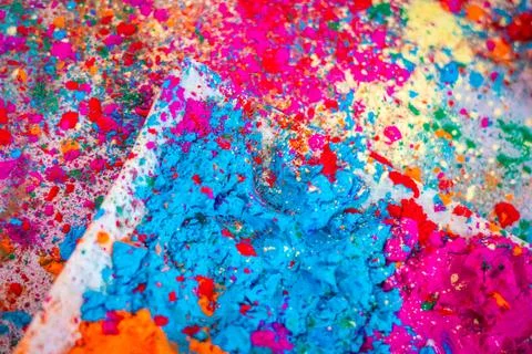 Holi celebration with multicolor from flat angle 库存照片