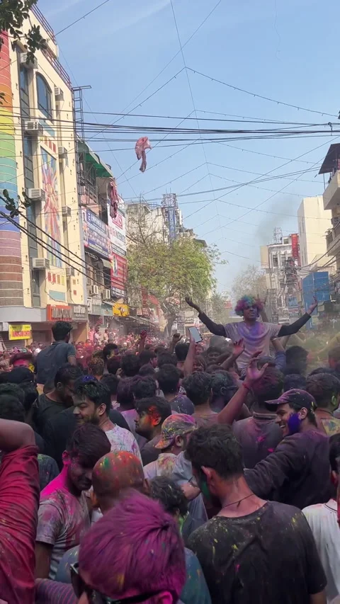 Holi Celebration: vertical screen Stock Footage 238501083