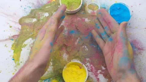 Holi color hand Stock Footage 269837941