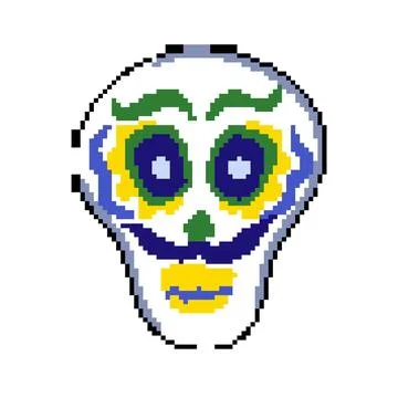 Holi dead day skull pixel art vector illustration Stock Illustration