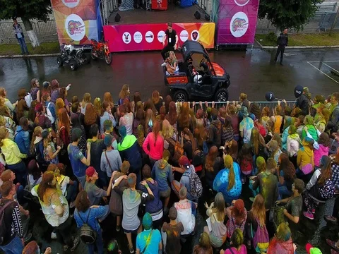 Holi festival in Kaliningrad Stock Footage