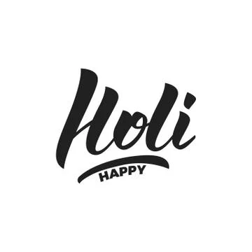 Holi. Happy Holi script lettering logo. Holi festival of colors, spring, love 스톡 일러스트