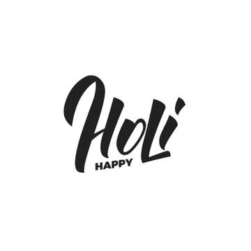Holi. Happy Holi script lettering logo. Holi festival of colors, spring, love Stock Illustration
