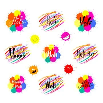 Holi lettering collection Stock Illustration