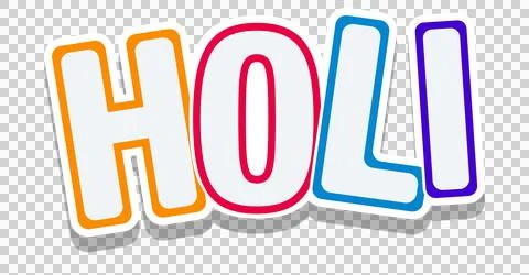 HOLI letters are floating in bubble style with color outline and shadow over Ilustração Stock