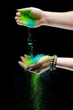 Holi painted hands Stock Photos