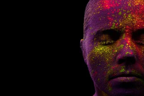Holi panted face Stock Photos