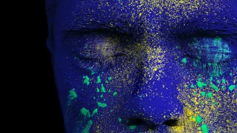 Holi panted face Stock Photos